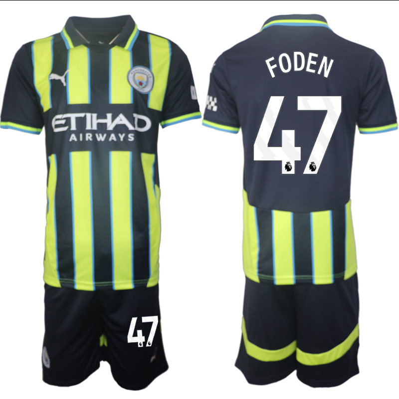 Men 2024-2025 Club Manchester City away black green #47 Soccer Jersey